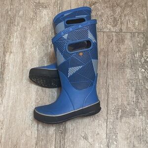 Bogs Kids Blue Geometric Waterproof Rain Boots